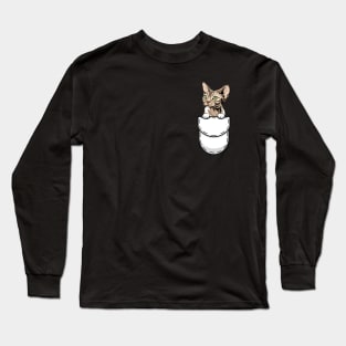 Funny Devon Rex Pocket Cat Long Sleeve T-Shirt